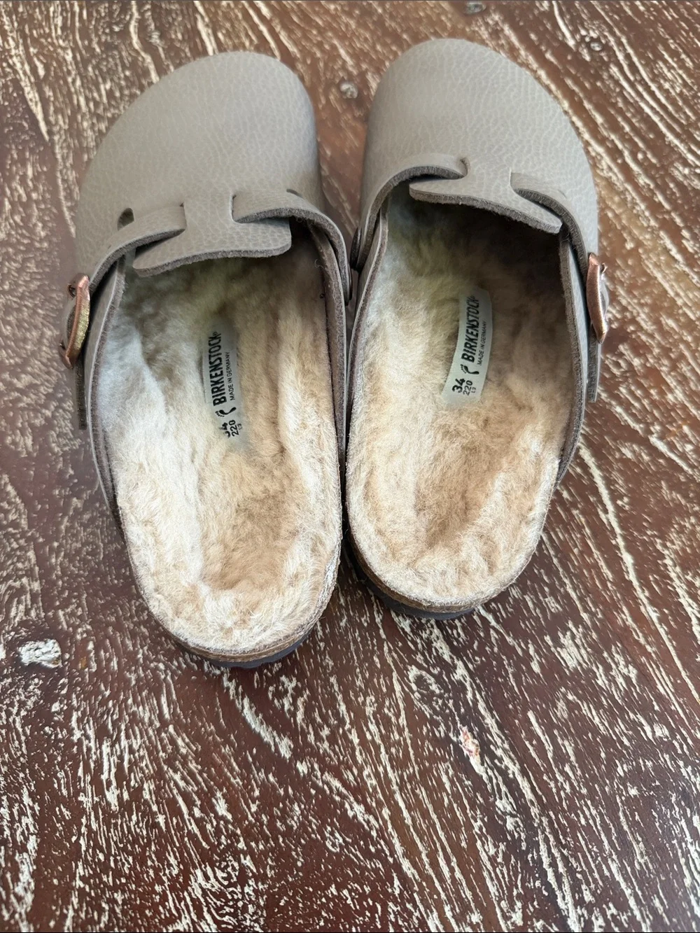 Kids Cozy Slip-On Clogs in Taupe with Faux Fur Lining